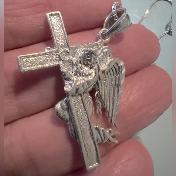 Vintage Very Rare 1ofaKind .925 Sterling Cross Necklace - Picture 4 of 5
